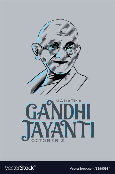 Mahatma gandhi line drawing jayanti Royalty Free Vector