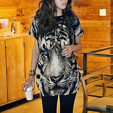 Women's Tiger Print Long T-Shirt 869443 2018 – $14.52