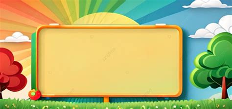 Kids Cartoon Ilustration With Yellow Banner Background, Kids Cartoon ...