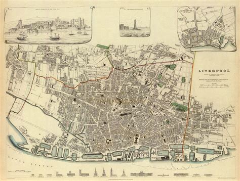 Liverpool map (UK) - Old map of Liverpool - fine print