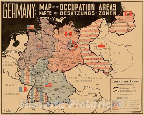 Buy Historic Map - Germany: Map of The Occupation Areas/Map depicts ...