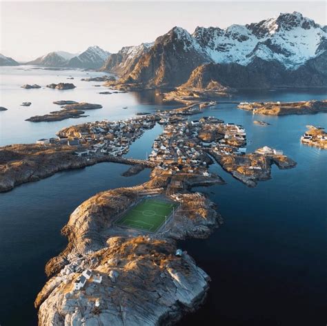 Amazing Soccer Pitch in Lofoten Islands, Norway - Imgur Football Pitch, Football Stadiums ...