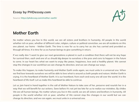 Mother Earth Autobiography And Argumentative Essay (300 Words ...