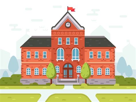 Premium Vector | College campus for students, school high or university ...