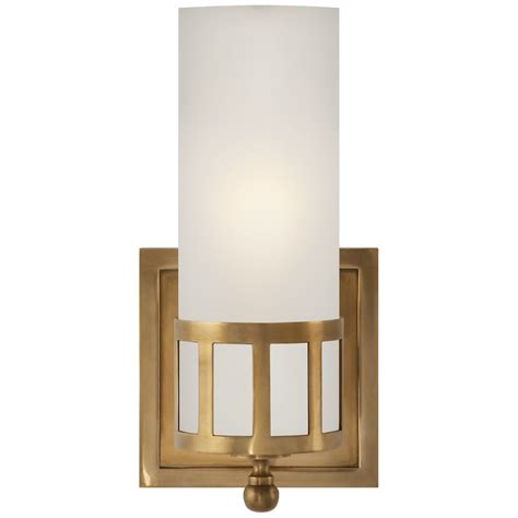 Openwork Single Sconce in Polished Nickel with Frosted Glass Wall Sconce Lighting, Indoor ...