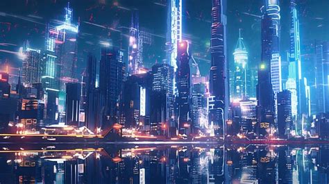 Premium AI Image | futuristic city night scene