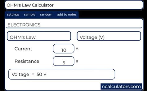 Calculator Ohms Law Chart