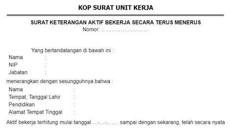 5 Contoh Surat Keterangan Aktif Kerja untuk Daftar PPPK 2023 ...