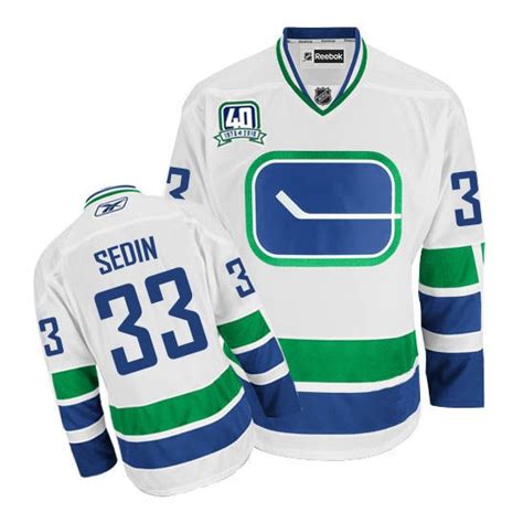 Henrik Sedin Vancouver Canucks Reebok Authentic White Third 40TH Jersey ...