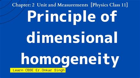 Principle of dimensional homogeneity Class 11 Physics - YouTube