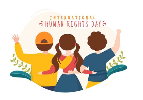 Human Rights Day Template Hand Drawn Flat Cartoon Illustration with ...