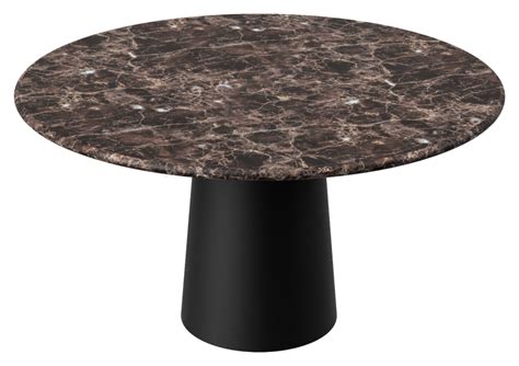 FLOW round dining table - Dark Emperador brown marble (Black cylinder)
