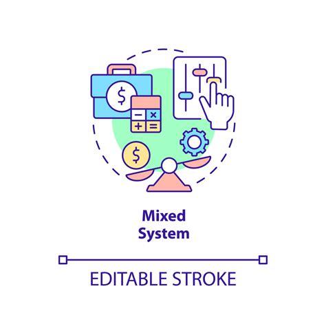 Mixed system concept icon. Public and private sectors. Economic systems types abstract idea thin ...