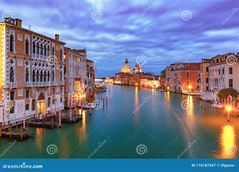 Grand Canal at Night in Venice, Italy Stock Image - Image of landscape ...