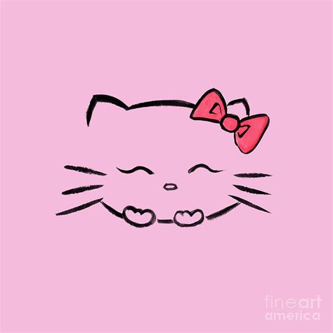 Cute smiling hello kitty kawaii character illustration on pink Mixed ...