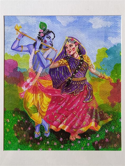 Radha Krishna Playing Holi | Acrylic on Canvas | Painting by Sneha ...