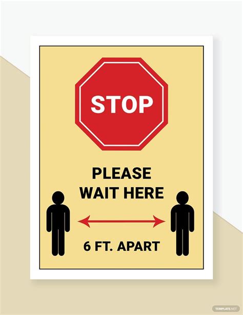 Stop Please Wait Here Sign Template in PSD, Illustrator - Download ...