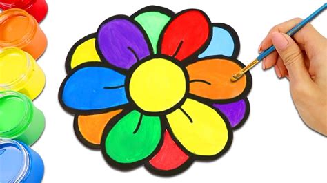 Beautiful Rainbow Flowers Drawing, Coloring, and Painting Arts & Crafts for Kids! - YouTube