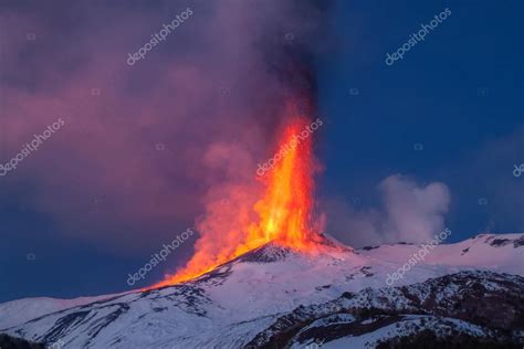 Mount Etna Eruption and lava flow Stock Photo by ©WEAD 70355527