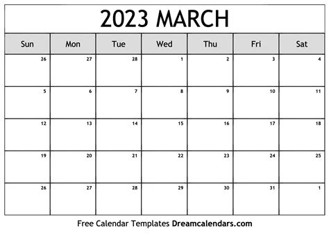 March 2023 Calendar - Free Printable with Holidays and Observances