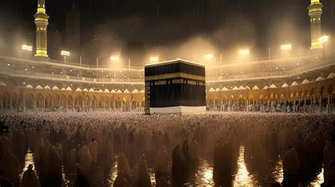 Premium AI Image | kaaba in mecca saudi arabia at night view