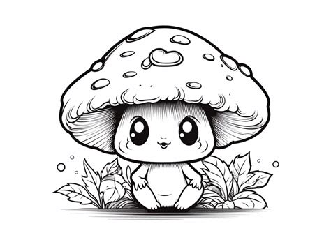 Aesthetic Fungi Coloring Adventure - Coloring Page