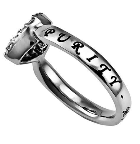 Matthew 5:8 PURITY Heart Ring, Bible Verse, Stainless Steel with CZ – North Arrow Shop