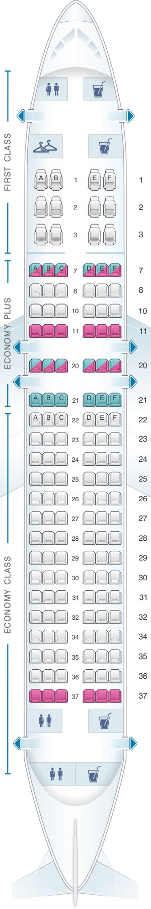 United Airbus A320 Seat Map