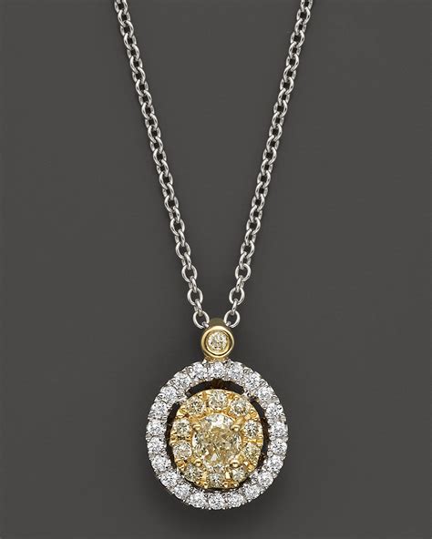Natural Yellow Diamond Pendant Necklace in 18K Yellow and White Gold, .45 ct. t.w. | Bloomingdale's