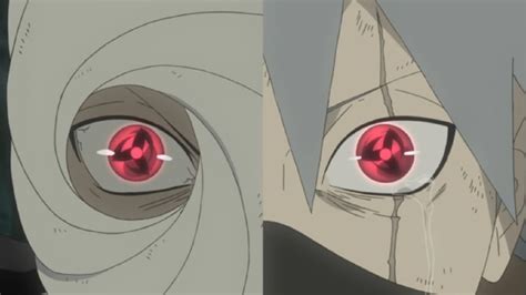 Este seria o resultado de um combate entre Kakashi e Obito usando o Mangekyo Sharingan em Naruto ...