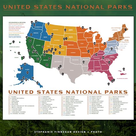 PRINTABLE National Parks Map 14x11 Poster US | Etsy