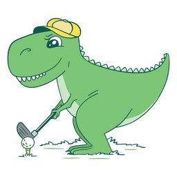 Dinosaur Playing Golf Cartoon PNG & SVG Design For T-Shirts