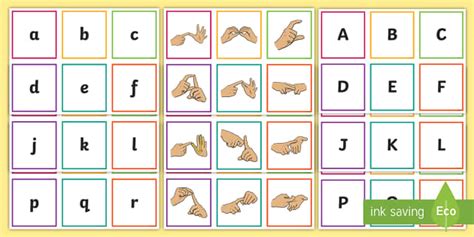 British Sign Language Alphabet - BSL Matching Cards for Kids