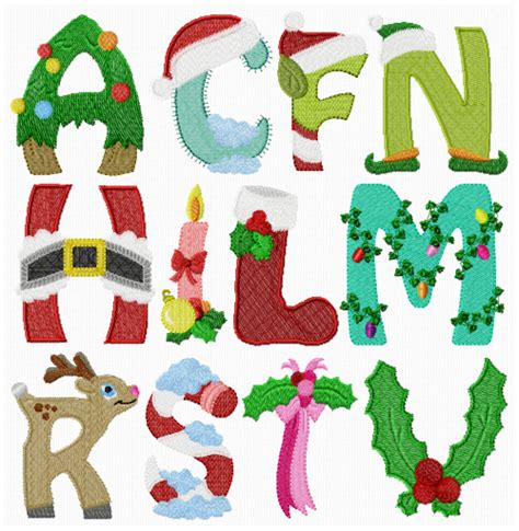 Alphabet-Christmas | Christmas alphabet, Christmas embroidery, Machine ...