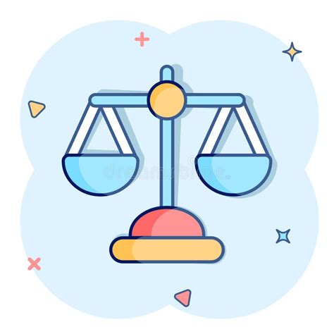 Scale Balance Icon in Comic Style. Justice Cartoon Vector Illustration ...