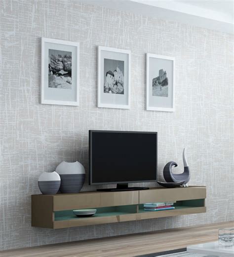 High Gloss Living Room Set with LED Lights | TV Stand | Wall Mounted ...