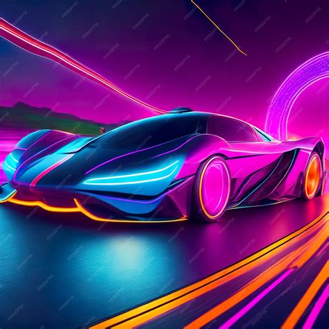Premium Photo | Neon Lighted Super Car