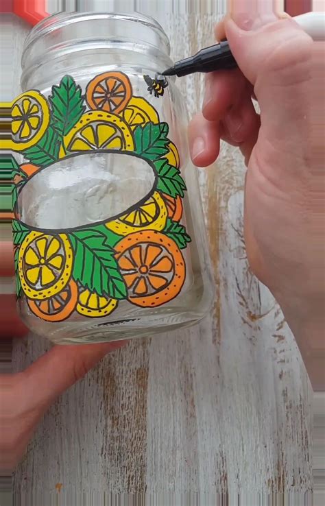 Beautiful Iced Tea Painted Jar | Mason jar crafts, Painting glass jars, Painted jars