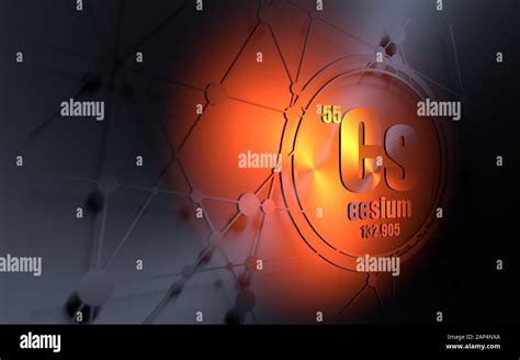 Cesium chemical element. Sign with atomic number and atomic weight. Chemical element of periodic ...