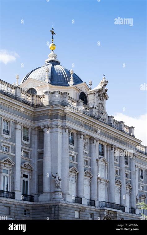 Part of the Palacio Real, Madrid, Spain. Royal Palace is the official ...