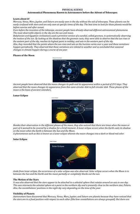 Astronomical Phenomena Known to Astronomers before the Advent of Telescopes - These planets can ...