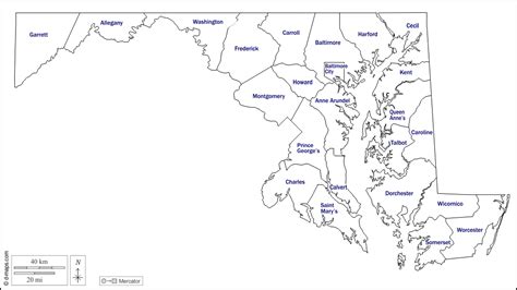 Maryland free map, free blank map, free outline map, free base map ...