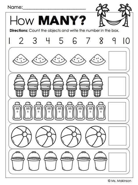 Summer Worksheets For Kindergarten - Kindergarten