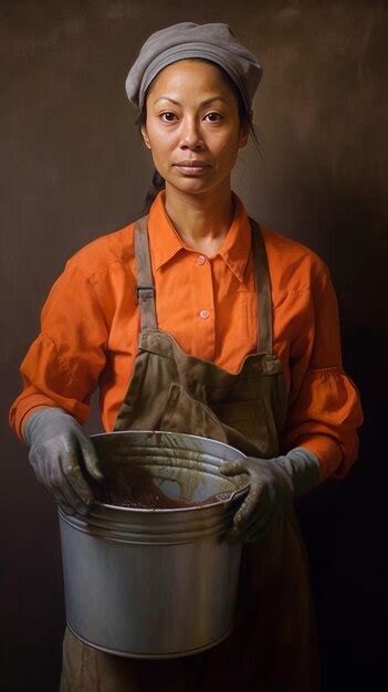 Premium AI Image | A female cleaning worker wearing a work uniform is pictured in a frontal view