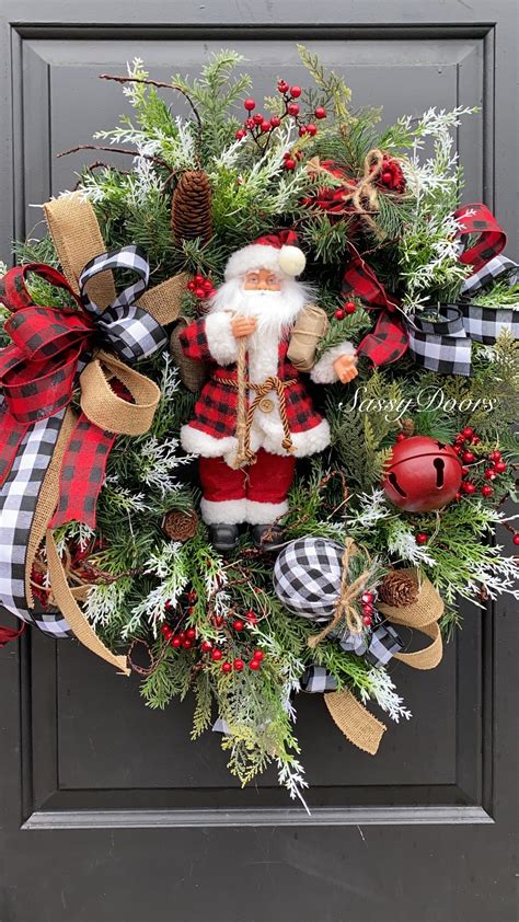 Santa Christmas Wreath, Santa Wreath, Buffalo Christmas Wreath ...