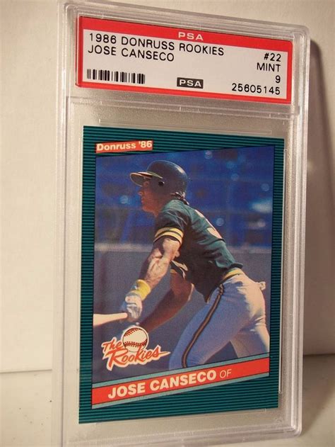 1986 Donruss Rookies Jose Canseco RC PSA Graded Mint 9 Baseball Card #22 MLB | Baseball cards ...