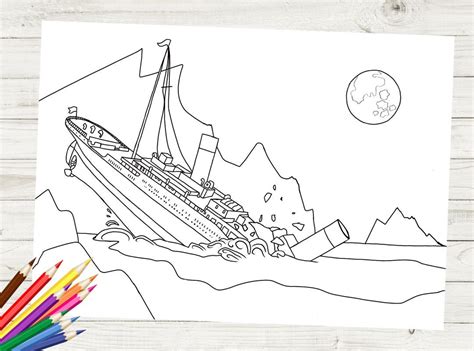 Titanic Sinking Printable Coloring Page - Etsy