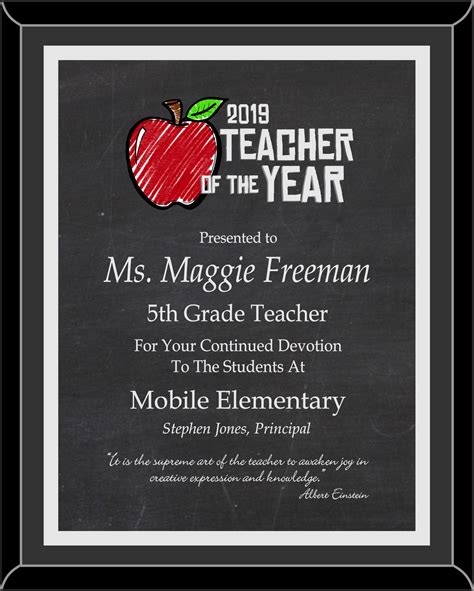 Teacher of the Year Plaque - Full Color – Trophy Shop Mobile