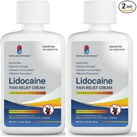 Westlake Lidocaine 4% Pain Relief Cream | Maximum OTC Strength ...