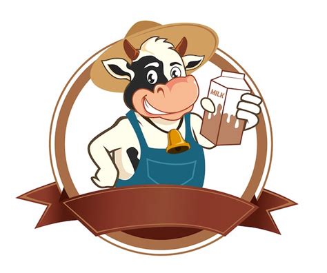 Premium Vector | Cow milk logo cartoon